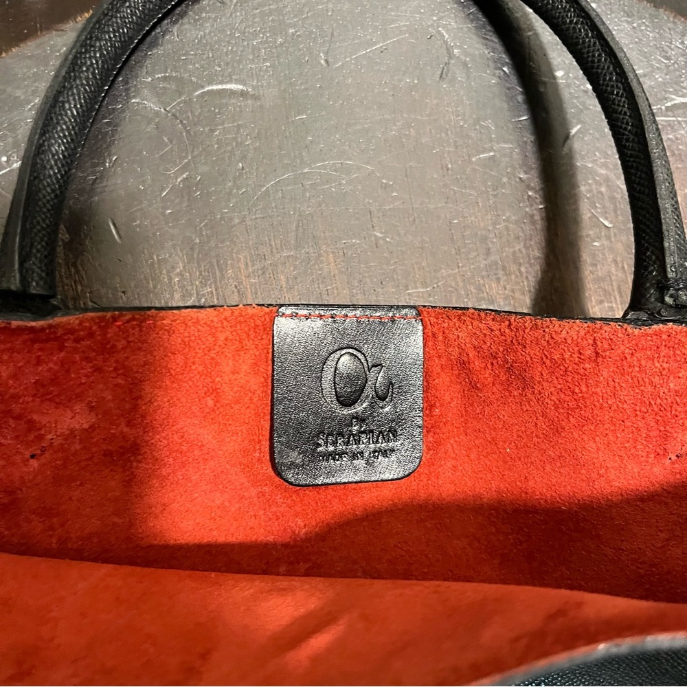 Stefano Serapian Milano Black Textured Leather  Handbag Tote - Picture 8 of 8